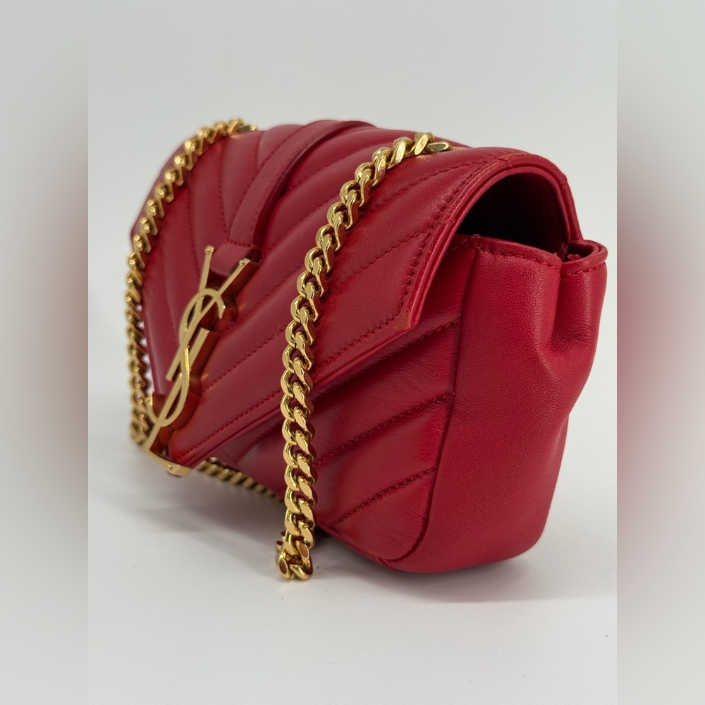Saint Laurent Shevron College Baby Leather Crossbody Bag - Picture 7 of 16